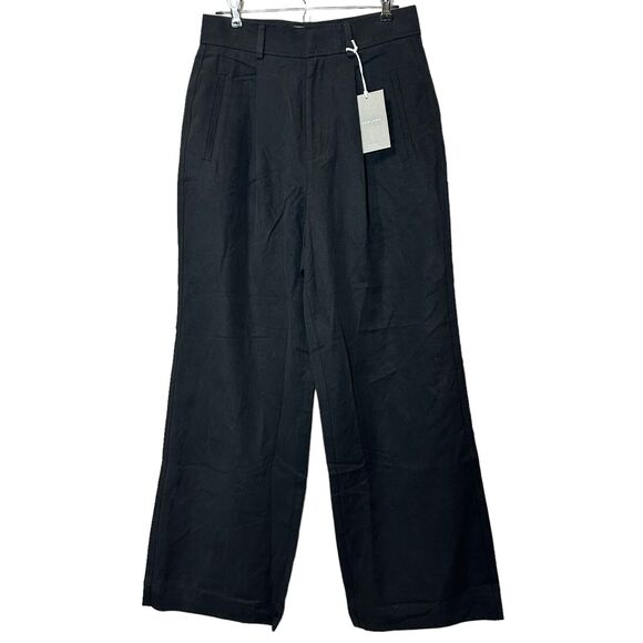 Everlane The Way High Drape Pant Wide Leg Hi-Rise Black Women 4S Inseam 29.5 NWT - Picture 2 of 14